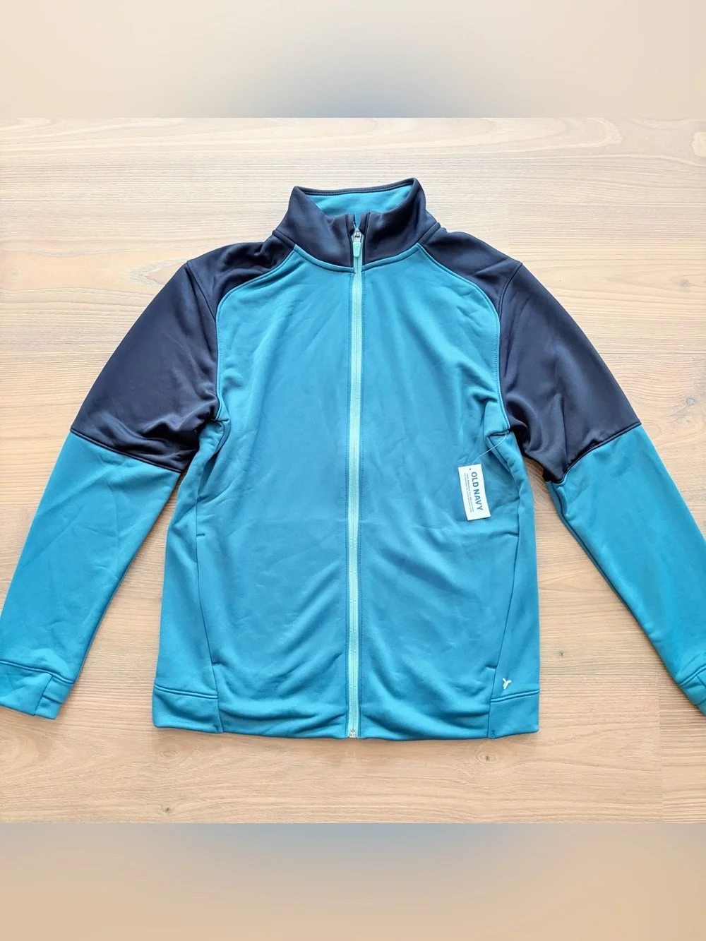 Old Navy Teal and Black Full-Zip Athletic Jacket XL 14-16